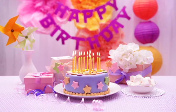 Candles, cake, cake, sweet, decoration, Happy, Birthday, Birthday