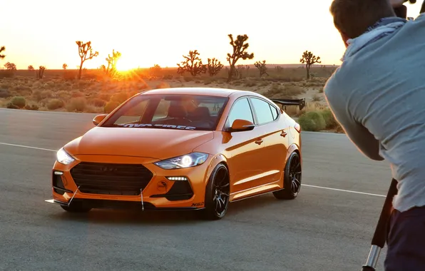 Orange, Hyundai, Road, SEMA, Elantra, Desert, SEMA 2017, Hyundai Elantra
