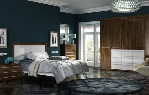 Design, room, furniture, bed, interior, chandelier, bedroom