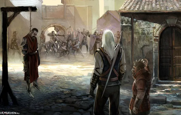 Picture war, elves, order, Geralt, The Witcher. The Witcher, Zoltan