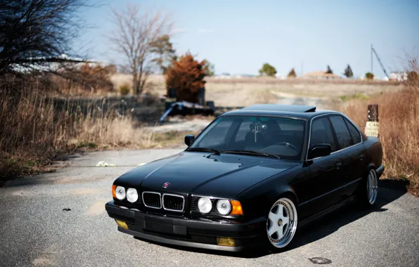 BMW, black, black, tuning, E34, 525