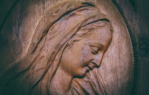 Picture face, Maria, wood, religion, faith, woodcarving, input range, Saint-Blaise