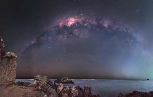 Sea, the sky, stars, landscape, night, nature, stones, rocks