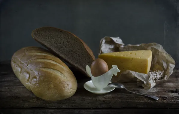 Picture village, egg, food, cheese, village, bread, still life, vintage