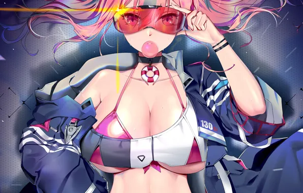Girl, sexy, cleavage, long hair, boobs, anime, beautiful, pretty
