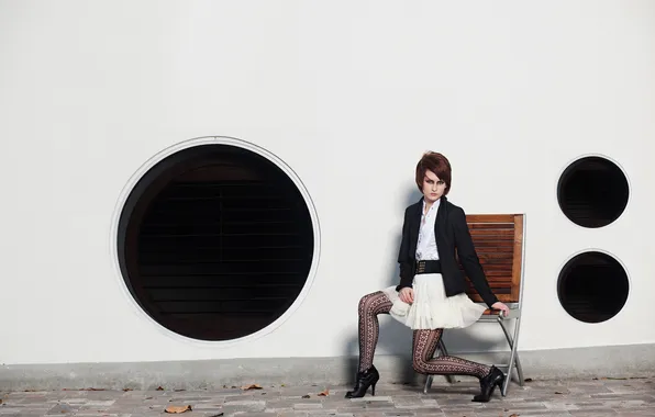 Picture girl, chair, photographer, tights, girl, photography, photographer, Brian Storey