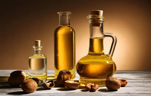 Light, oil, bottle, nuts