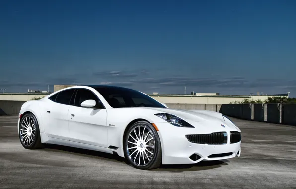 Picture white, the sky, clouds, Parking, white, sky, parking, fisker