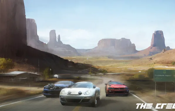 Picture machine, race, track, Porsche, Chevrolet, canyon, Nissan, The Crew