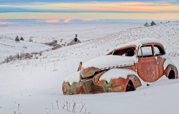 Winter, machine, snow, scrap