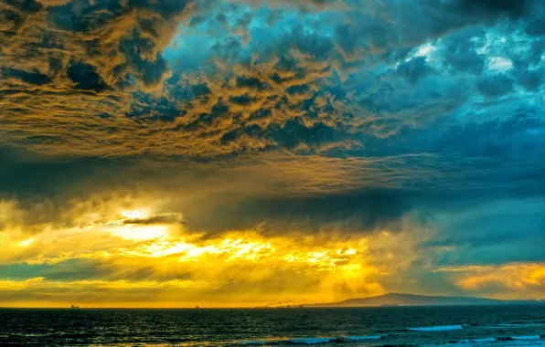 Picture sea, the sky, sunset, clouds, photo