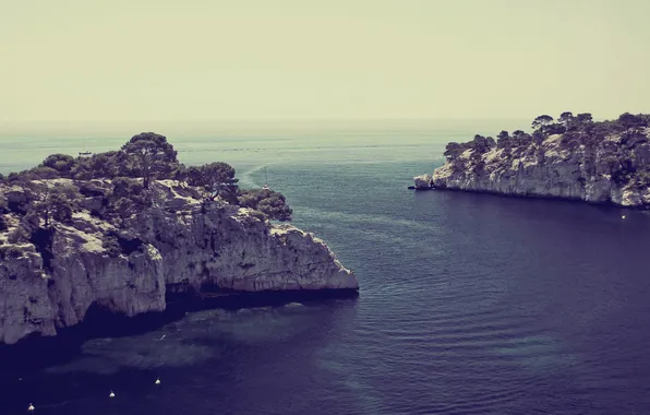 Sea, water, landscape, nature, rocks, height, dal, horizon
