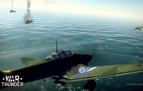 Sea, the sky, ships, aircraft, War Thunder, Gaijin Entertainment, Junkers Ju-87 German, dive bombardirovshik