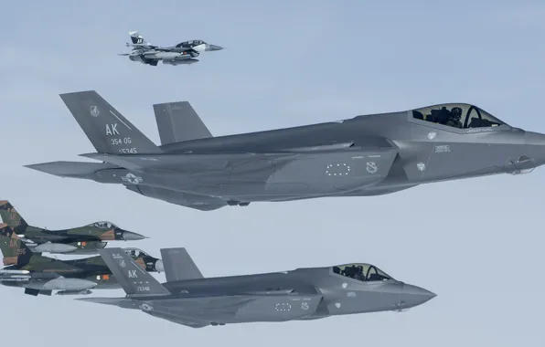 UNITED STATES AIR FORCE, fighter-bomber, Lightning II, General Dynamics F-16 Fighting Falcon, Lockheed Martin, F-35A