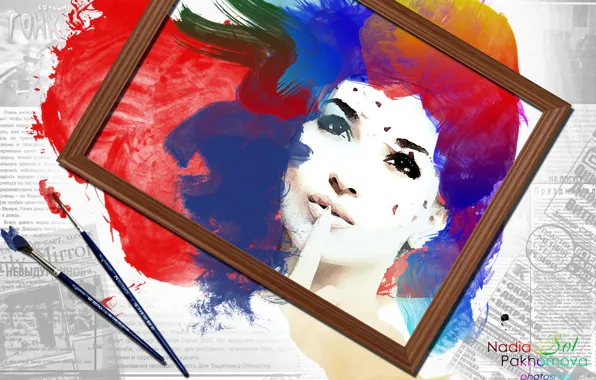 Face, paint, watercolor, brush