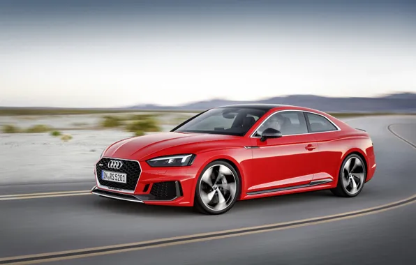 Picture Audi, German, Red, Speed, RS5, 2018, Road, Drive