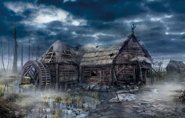 Picture house, village, the Witcher, The Witcher 3: Wild Hunt