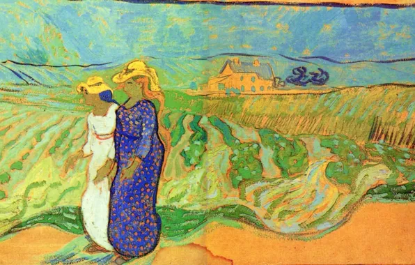 Picture Vincent van Gogh, Two Women, Crossing the Fields