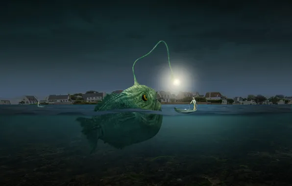 Picture photoshop, composite, angler fish
