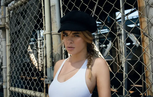 Look, girl, the fence, cap, Catherine