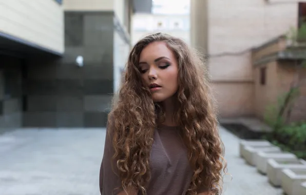 Portrait, makeup, hairstyle, brown hair, beauty, bokeh, Andrey Tokarev, Sofia Kalinina