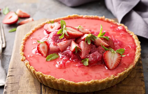 Strawberry, dessert, tart