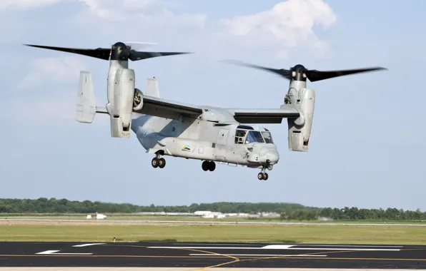 Picture the airfield, the rise, the tiltrotor, U. S. Marine Corps, MV-22 Osprey