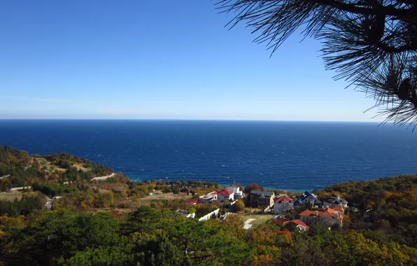 Sea, nature, shore, home, horizon, Crimea, needles, Sunny