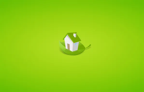 Sheet, green, house, background, minimalism, the door, window, pipe