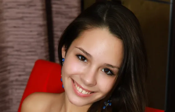 Face, smile, model, earrings, Alma, Emmy, Arina F