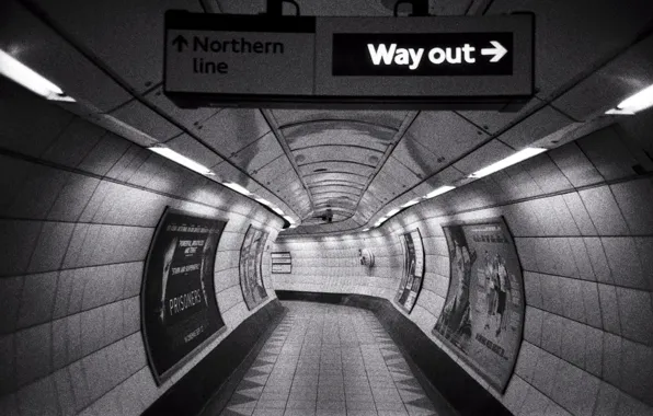 London, subway, corridor, urban scene