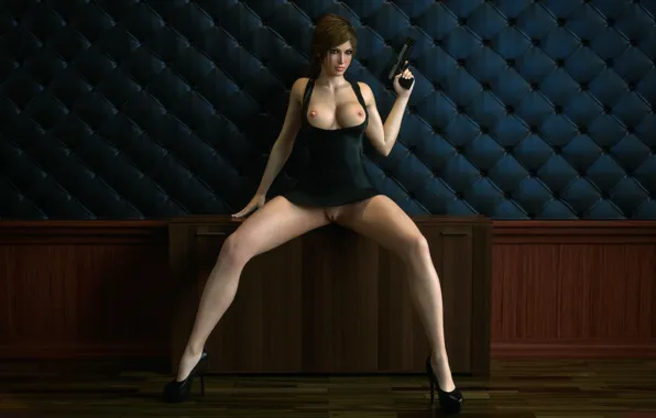 Chest, The game, Gun, Tomb Raider, Lara Croft, Pussy, Pussy, Breasts