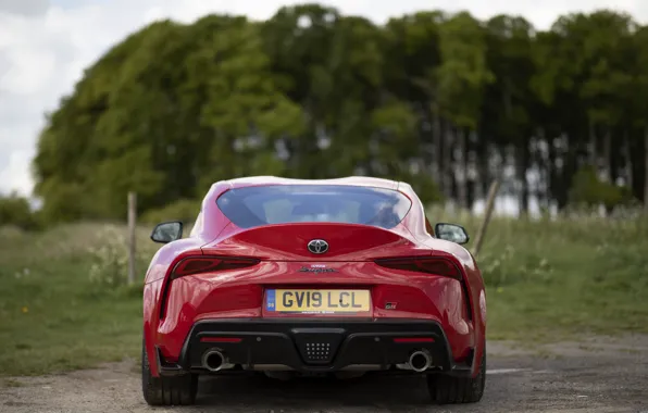 Picture red, coupe, spoiler, Toyota, rear view, Supra, the fifth generation, mk5