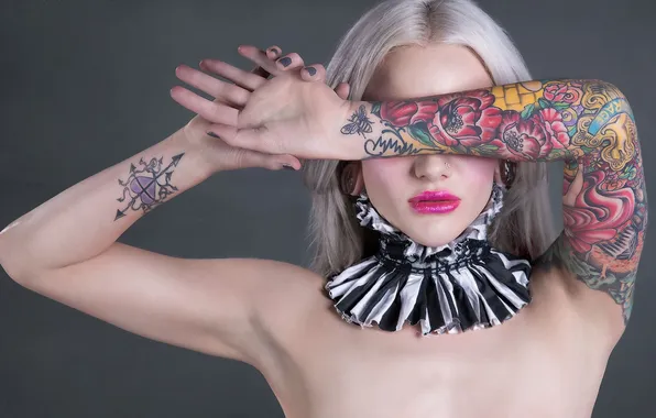Girl, pose, tattoo