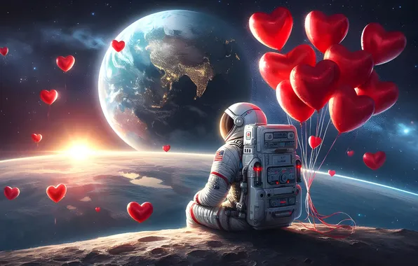 Love, holiday, heart, heart, hearts, heart, Valentine's Day, AI art