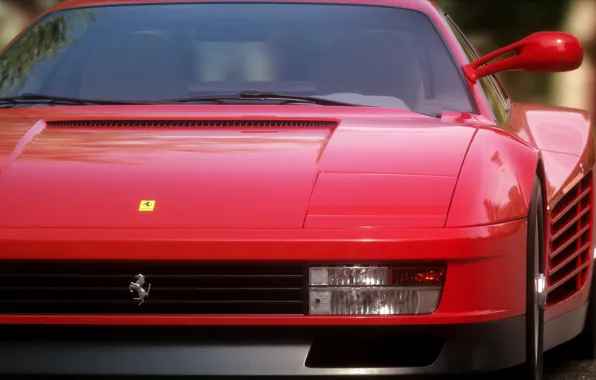 Red, Auto, Machine, Ferrari, Car, Rendering, The front, Testarossa