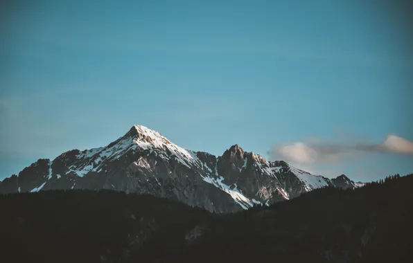 The sky, clouds, snow, trees, mountains, nature, rocks, Austria