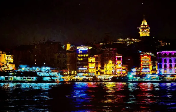 Night, art, Istanbul, Turkey, night, art, Istanbul