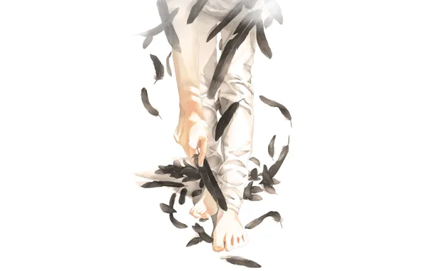 Feet, feathers, hands, art