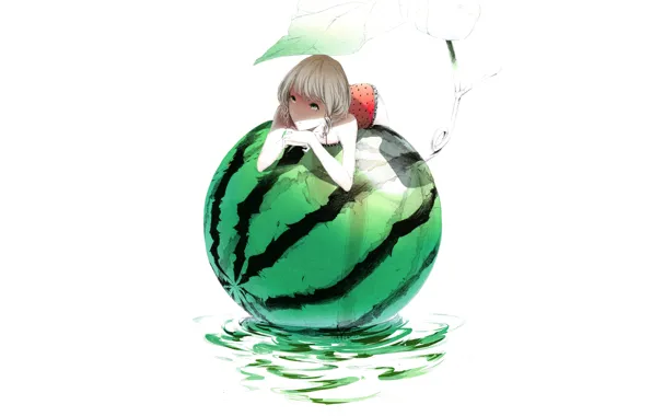 Picture Girl, minimalism, watermelon, art, Sawasawa