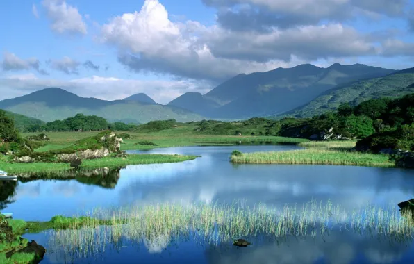 Water, clouds, nature, hills, Ireland, nature, hills, Ireland
