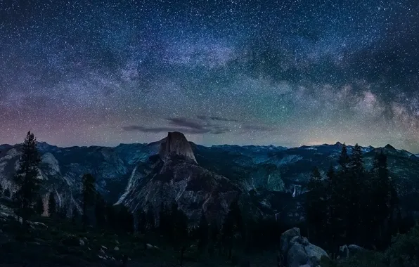 Picture Сalifornia, Nature, Sky, Landscape, Yosemite, Night, Glacier, Way
