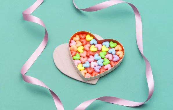 Picture heart, food, hearts, ribbon, sweet, box, pills