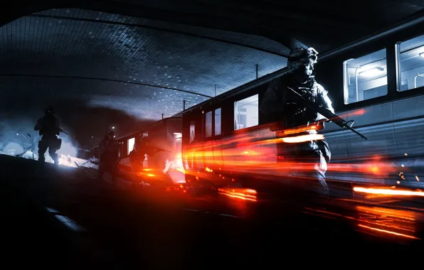 Metro, train, soldiers, Battlefield 3
