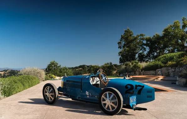 Picture Blue, Vintage, 1927, Bugatti Type 35C