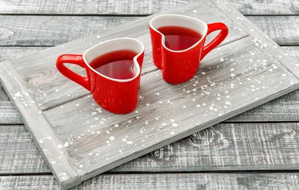 Red, tea, Cup, tray, Lili Graphie