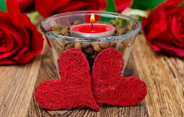 Holiday, candle, hearts, Valentine's day, hearts, Valentine's day, candle, a holiday