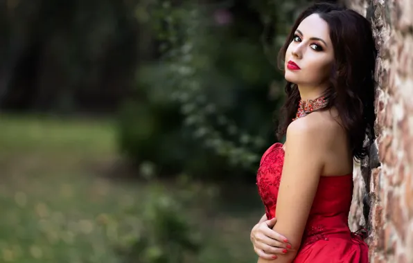 Look, pose, dress, the bride, Elena, bokeh