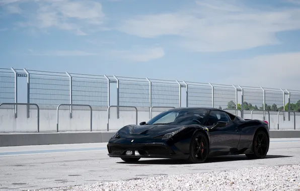 Black, the fence, ferrari, Ferrari, black, 458 speciale