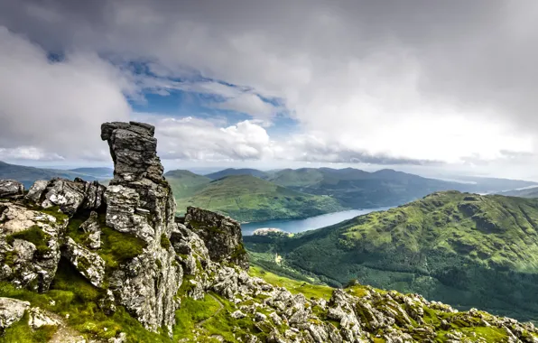 The sky, mountains, stones, rocks, height